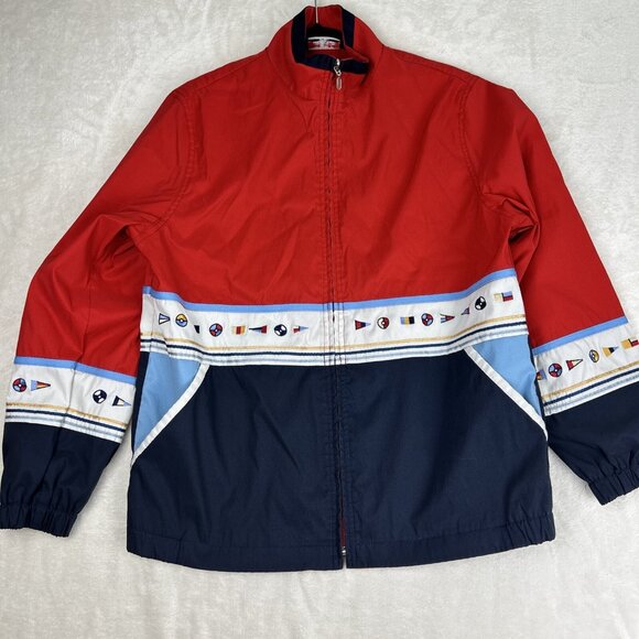 Alia Sport VTG Y2K Windbreaker Colorblock Women’s L Embroidered Nautical Mesh - Picture 1 of 8